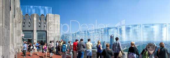 NEW YORK CITY - JUNE 13, 2013: Top of Rockfeller Center on a bea