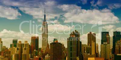 New York City Manhattan midtown aerial panorama view with skyscr