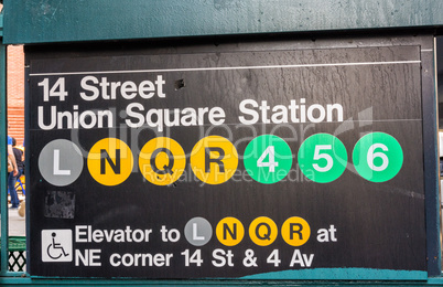 Union Square subway station sign, New York