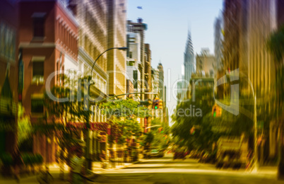 Blurred scene of a New York street in Manhattan