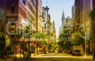 Blurred scene of a New York street in Manhattan