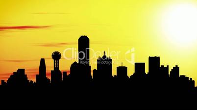 Dallas skyline, timelapse sunset animation