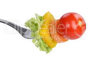 Vegetarisch oder vegan Ernährung Salat essen mit Gabel
