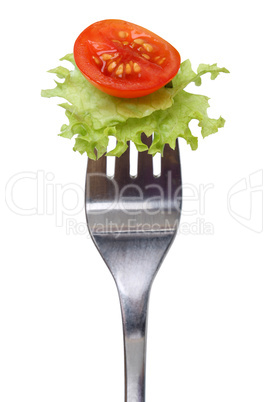 Vegetarisch oder vegan Salat essen mit Gabel freigestellt