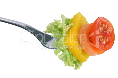 Gesunde Ernährung vegetarisch oder vegan Salat essen mit Gabel