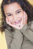 Happy Cheeky African American Mixed Race Girl Child