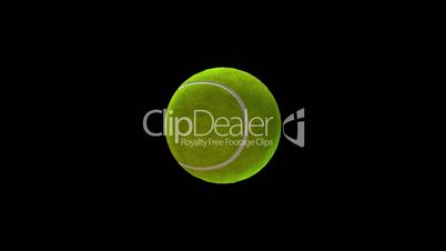 Tennis ball in rotation, 3d object, loop