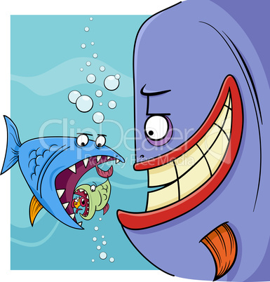 bigger fish saying cartoon illustration