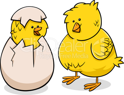 easter chicks cartoon illustration