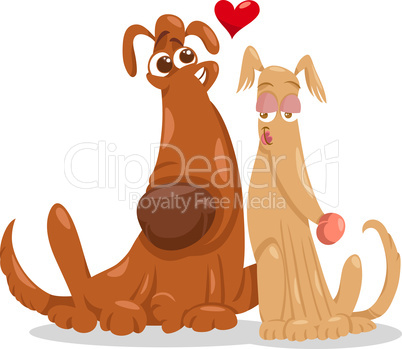 dogs in love cartoon illustration