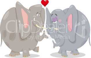 elephants in love cartoon illustration