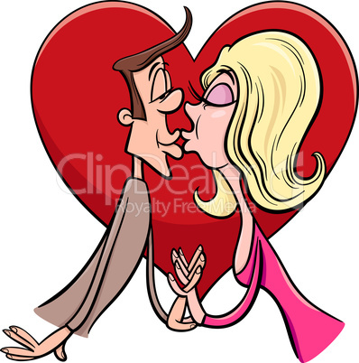 kissing couple in love cartoon