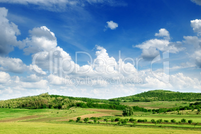 Mountainous terrain and the blue sky