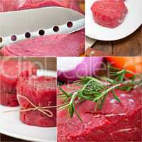 different raw beef cuts collage