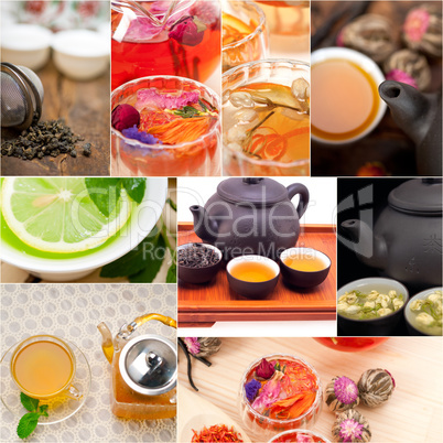 collection of different herbal tea infusion collage