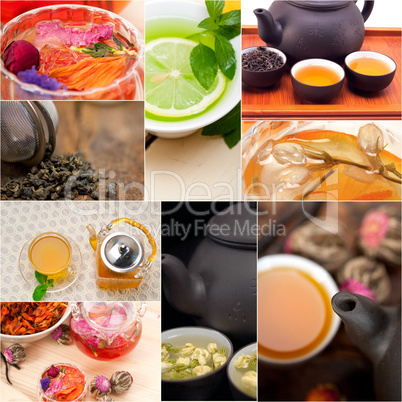 collection of different herbal tea infusion collage