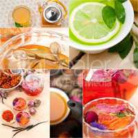 collection of different herbal tea infusion collage