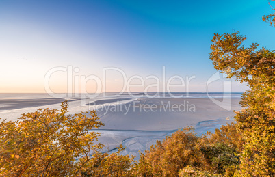 Trees and sea view in Mont Saint Michel, Normandy, France