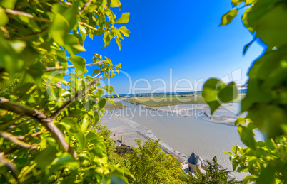 Trees and sea view in Mont Saint Michel, Normandy, France