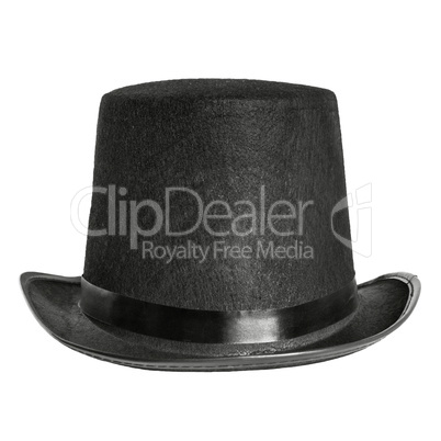 black felt hat isolated on white background. front view