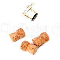 Three cork from champagne wine and muselet