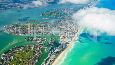 Amazing aerial view of Miami South Beach, Florida, USA
