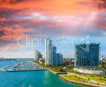 Miami, Florida. Beautiful city skyline at dusk