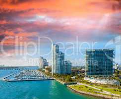 Miami, Florida. Beautiful city skyline at dusk