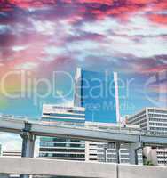 Miami, Florida. Beautiful city skyline at dusk