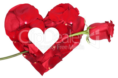 Herz aus Blüten mit Rose Thema Liebe zum Valentinstag oder Mutt