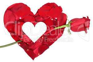 Herz aus Blüten mit Rose Thema Liebe zum Valentinstag oder Mutt