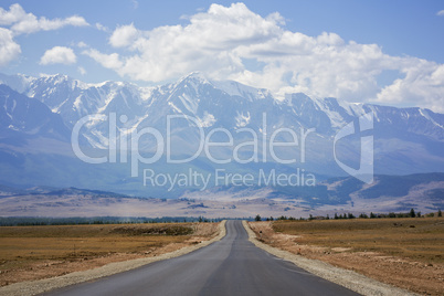 Asphalt road, Altai Mountains, Russia