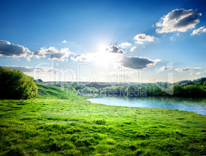 Lawn near river