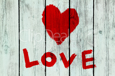 love symbol on old wooden wall