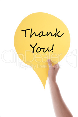 Yellow Speech Balloon With Thank You