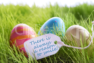 Happy Easter Background With Colorful Eggs And Label With Life Quote