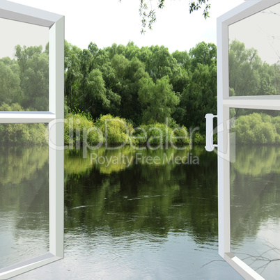 opened window to the spring river opened window to the spring river