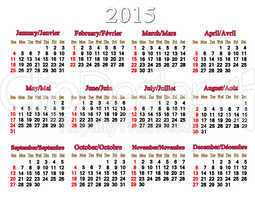 usual calendar for 2015 year on the white