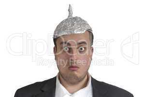 conspiracy Freak with aluminum foil head