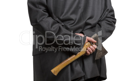 Man in suit with axe