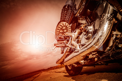 Biker girl riding on a motorcycle