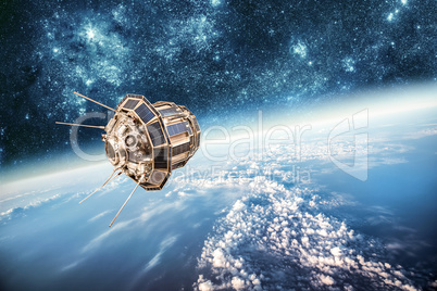 Space satellite over the planet earth