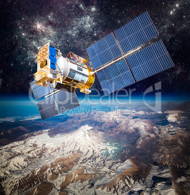 Space satellite over the planet earth Space satellite over the planet earth