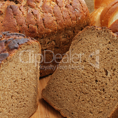 cut bread on breadboard