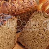 cut bread on breadboard