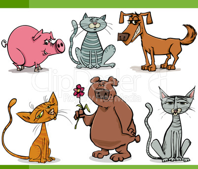 animals sketch cartoon set illustration