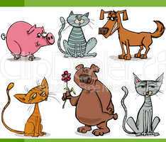 animals sketch cartoon set illustration