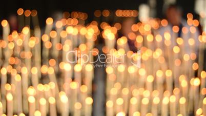 Candlestick with candles defocused or blurred, background