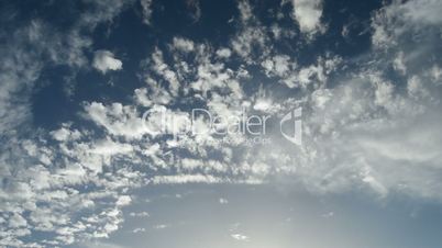 Clouds in blue sky, timelapse