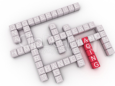 3d image Aging issues concept word cloud background